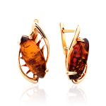 Gold-Plated Earrings With Cognac Amber The Tropicana, image 