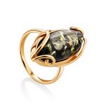 Bold Gold-Plated Ring With Green amber The Rococo, Ring Size: 11.5 / 21, image 