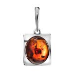 Geometric Silver Pendant With Cherry Amber The Saturn, image 