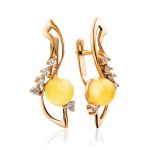 Amber Ring With Crystals In Gold The Swan, Ring Size: 6 / 16.5, image , picture 5