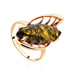 Gold-Plated Cocktail Ring With Green Amber The Tropicana, Ring Size: 8 / 18, image 