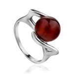 Sterling Silver Ring With Cognac Amber The Aldebaran, Ring Size: 8 / 18, image 