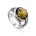 Statement Men's Ring With Green Amber In Sterling Silver The Cesar, image 
