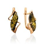 Green Amber Earrings In Gold The Vesta, image 
