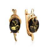 Green Amber Earrings In Gold-Plated Silver The Sigma, image 