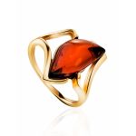 Asymmetric Cognac Amber Ring In Gold The Vesta, Ring Size: 10 / 20, image 