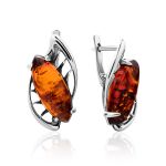 Stylish Silver Earrings With Cognac Amber The Tropicana, image 