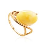Oval Cut Amber Ring In Gold-Plated Silver The Sigma, Ring Size: 5.5 / 16, image 