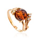Elegant Amber Earrings In Gold-Plated Silver The Swan, image , picture 5