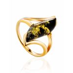 Gold-Plated Ring With Green Amber The Vesta, Ring Size: 8 / 18, image 