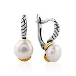 Trendy Bicolor Ring With Glossy Pearl Centerstone, Ring Size: 8 / 18, image , picture 4