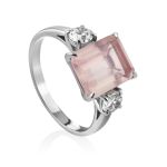 Geometric Design Pink Quartz Ring, Ring Size: 8 / 18, image 