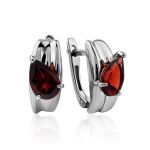 Lustrous Pear Cut Garnet Earrings, image 