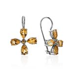 Cross Motif Citrine Earrings, image 