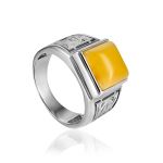 Stunning Silver Ring With Honey Amber The Cesar, image 