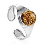 Stylish Silver Adjustable Ring With Green Amber The Glow, Ring Size: Adjustable, image , picture 4