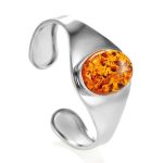Bold Amber Adjustable Ring In Silver The Glow, Ring Size: Adjustable, image , picture 5
