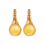 Stylish Honey Amber Earrings In Gold-Plated Silver The Shanghai, image 