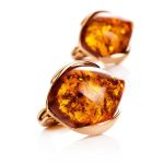 Cognac Amber Earrings In Gold-Plated Silver The Cat's Eye, image 