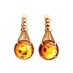 Stylish Cognac Amber Earrings In Gold-Plated Silver The Shanghai, image 
