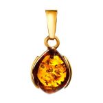 Bright Gold-Plated Pendant With Cognac Amber The Cat's Eye, image 