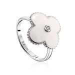 White Enamel Floral Pendant With Diamond The Heritage, image , picture 5