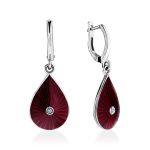 Drop Shaped Silver Enamel Pendant With Diamond Centerpiece The Heritage, image , picture 6