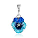 Cute Blue Enamel Floral Pendant, image 