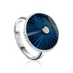 Blue Enamel Silver Ring With Diamond The Heritage, Ring Size: 5.5 / 16, image 
