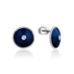 Blue Enamel Silver Ring With Diamond The Heritage, Ring Size: 5.5 / 16, image , picture 4