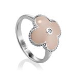 Silver Pink Enamel Ring With Diamond Centerpiece The Heritage, Ring Size: 8 / 18, image 