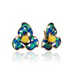Bold Enamel Earrings With Honey Amber The Verona, image 