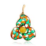 Refined Gold-Plated Pendant With Honey Amber And Enamel The Verona, image 