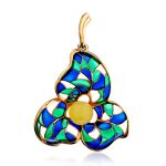 Extraordinary Gold-Plated Pendant With Honey Amber And Enamel The Verona, image 