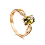 Amber Ring In Gold With Green Crystals The Raphael, Ring Size: 9 / 19, image 