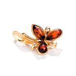 Gold-Plated Ring With Cognac Amber The Verbena, Ring Size: 12 / 21.5, image , picture 8