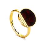 Round Amber Ring In Gold-Plated Silver The Monaco, Ring Size: 10 / 20, image 
