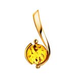 Round Amber Ring In Gold-Plated Silver The Sphere, Ring Size: 6 / 16.5, image , picture 7