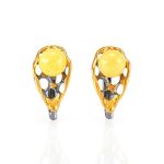 Bold Gold-Plated Ring With Honey Amber The Turandot, Ring Size: 13 / 22, image , picture 7