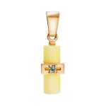 Cylinder Cut Amber Pendant in Gold With Crystal the Scandinavia, image 