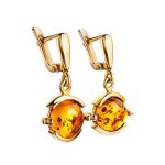 Drop Amber Earrings In Gold-Plated Silver The Sphere, image 