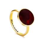 Gold-Plated Ring With Cherry Amber The Monaco, Ring Size: 6.5 / 17, image 