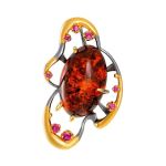Gold-Plated Pendant With Cognac Amber and Crystals The Pompadour, image 