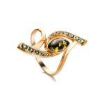 Amber Ring In Gold With Crystals The Raphael, Ring Size: 4 / 15, image 