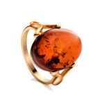 Gold-Plated Cocktail Ring With Cognac Amber The Napoli, Ring Size: 12 / 21.5, image 