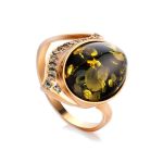 Golden Amber Ring With Green Crystals The Raphael, Ring Size: 11.5 / 21, image 