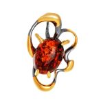 Drop Cognac Amber Earrings In Gold-Plated Silver With Crystals The Pompadour, image , picture 5