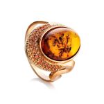 Golden Amber Ring With Champagne Crystals The Raphael, Ring Size: 11 / 20.5, image 