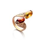 Multicolor Amber Ring In Gold-Plated Silver The Casablanca, Ring Size: 11 / 20.5, image 