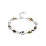 Green Amber Link Bracelet In Sterling Silver The Peony, image 